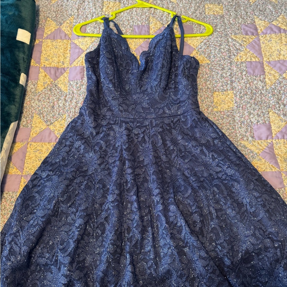 Teeze Me Midnight Blue Lace Gown